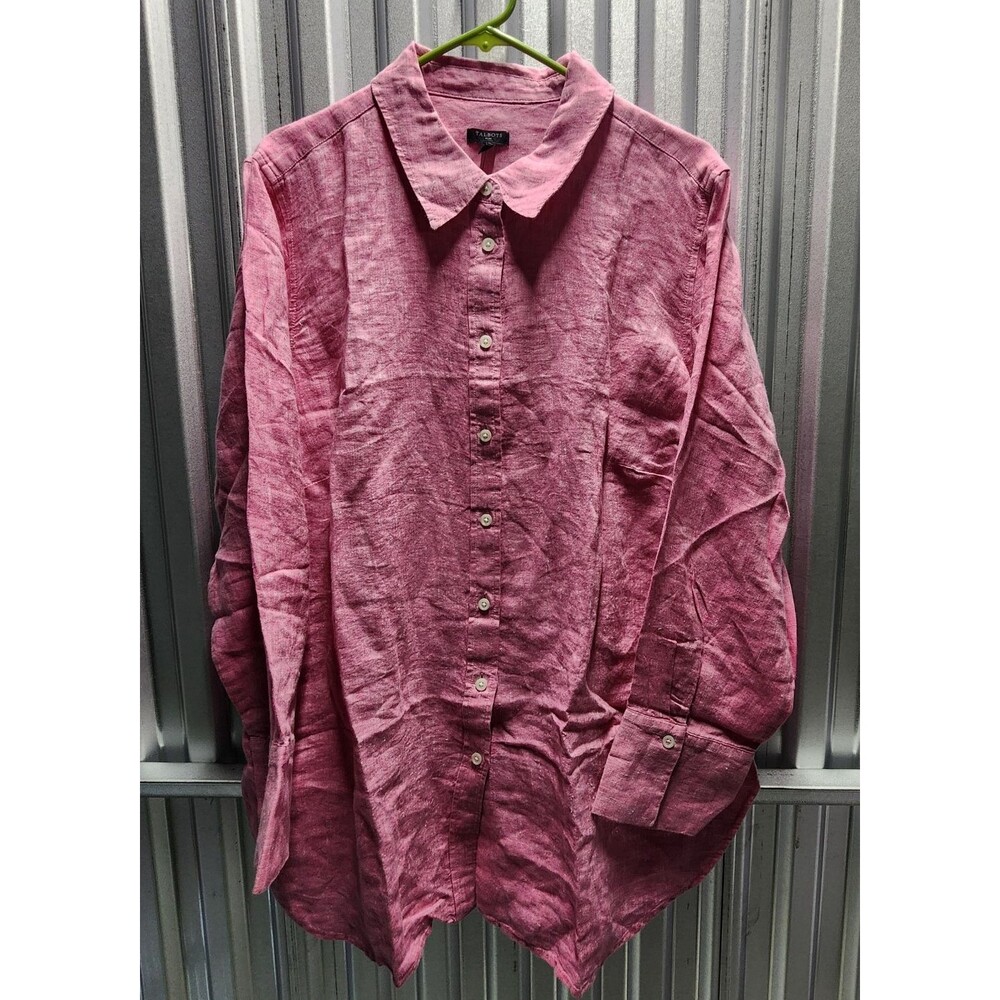 Talbots Long Sleeve Button Up Women's Shirt Pink Size 2X